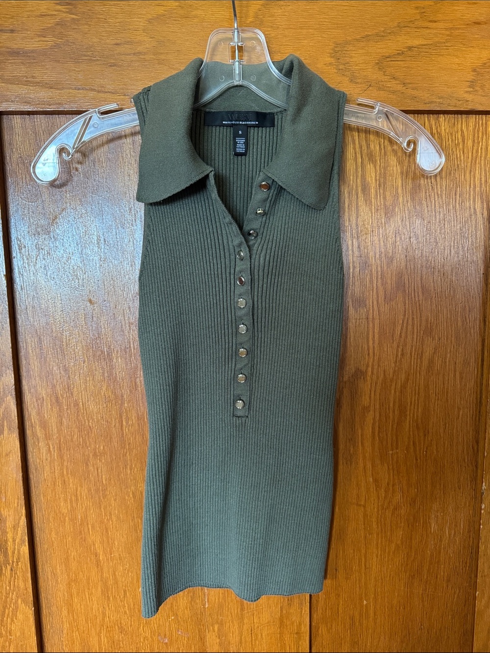 White House Black Market Olive Green Ribbed Polo Tank